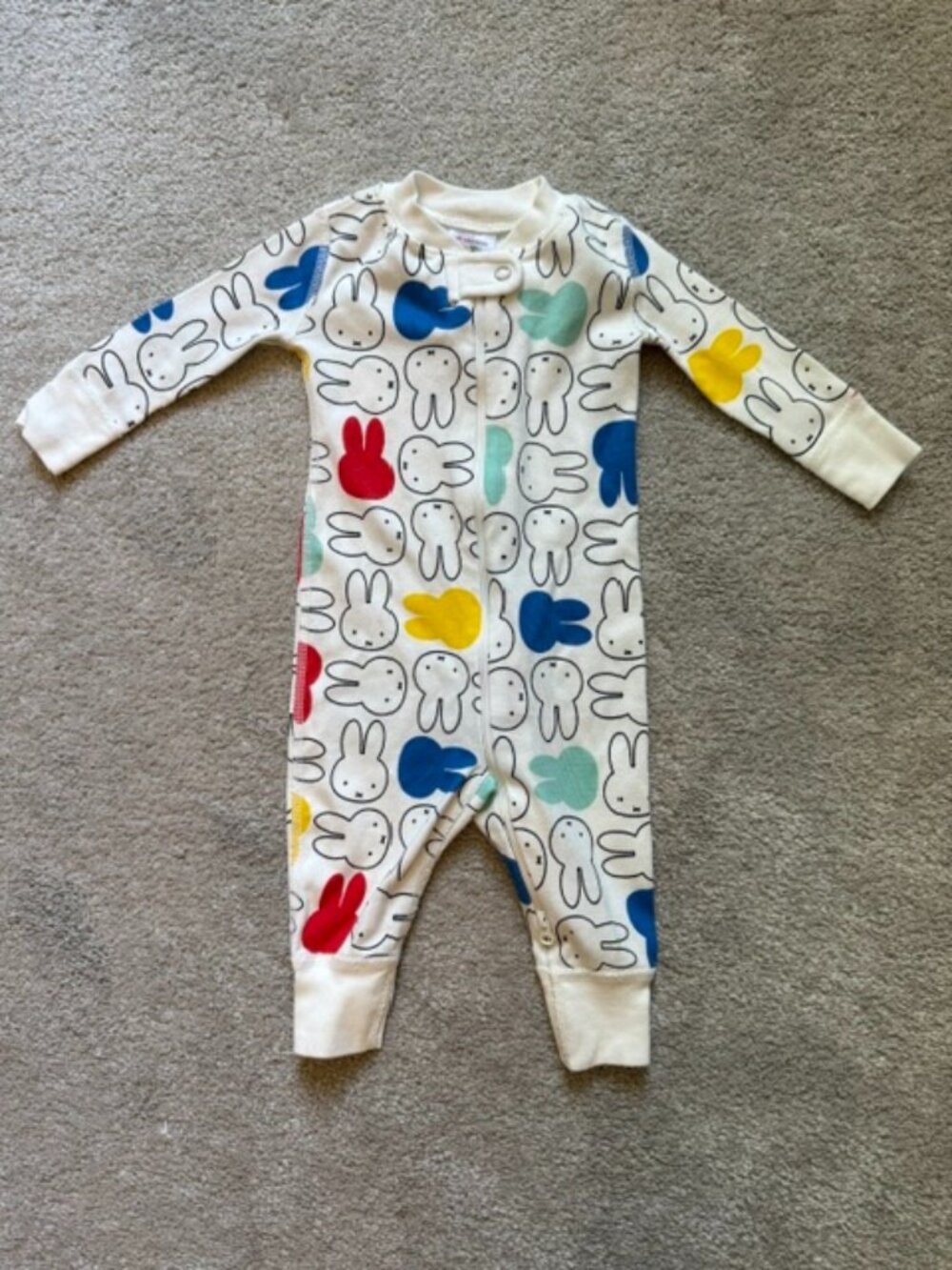 NWOT Hanna Andersson Miffy Bunny Pattern Onesie Sleeper - Size 3-6 months